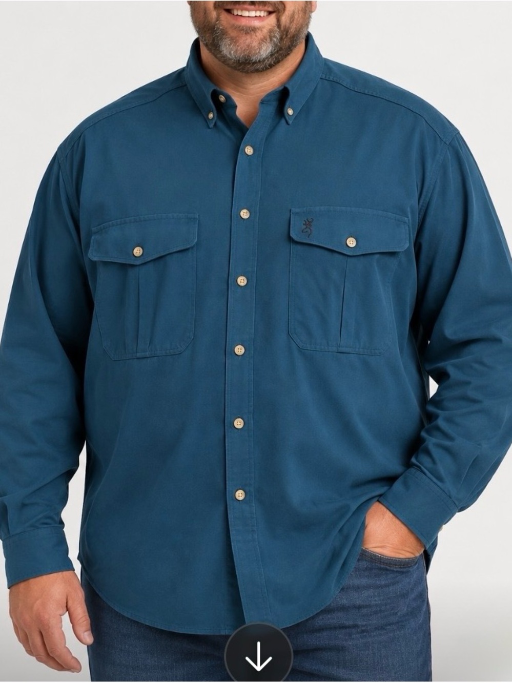 Browning Buck Suede Shirt Mens 2XL Teal Hunting Outdoor Button Down 30124546